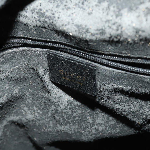 GUCCI Bamboo Hand Bag Leather Black Gold Tone Auth ep15679