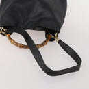 GUCCI Bamboo Hand Bag Leather Black Gold Tone Auth ep15679-7