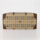Burberrys Nova Check Boston Bag PVC Leather Beige Gold Tone Auth ep15687-5