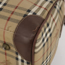 Burberrys Nova Check Boston Bag PVC Leather Beige Gold Tone Auth ep15687-14