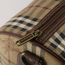 Burberrys Nova Check Boston Bag PVC Leather Beige Gold Tone Auth ep15687-11