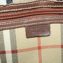 Burberrys Nova Check Boston Bag PVC Leather Beige Gold Tone Auth ep15687-20