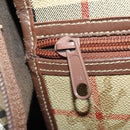 Burberrys Nova Check Boston Bag PVC Leather Beige Gold Tone Auth ep15687-21