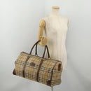 Burberrys Nova Check Boston Bag PVC Leather Beige Gold Tone Auth ep15687-23