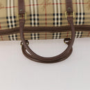 Burberrys Nova Check Boston Bag PVC Leather Beige Gold Tone Auth ep15687-8