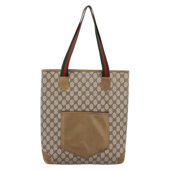 GUCCI GG Supreme Tote Bag PVC Leather Beige 47 02 4120 Auth ep15688