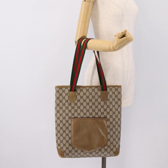 GUCCI GG Supreme Tote Bag PVC Leather Beige 47 02 4120 Auth ep15688