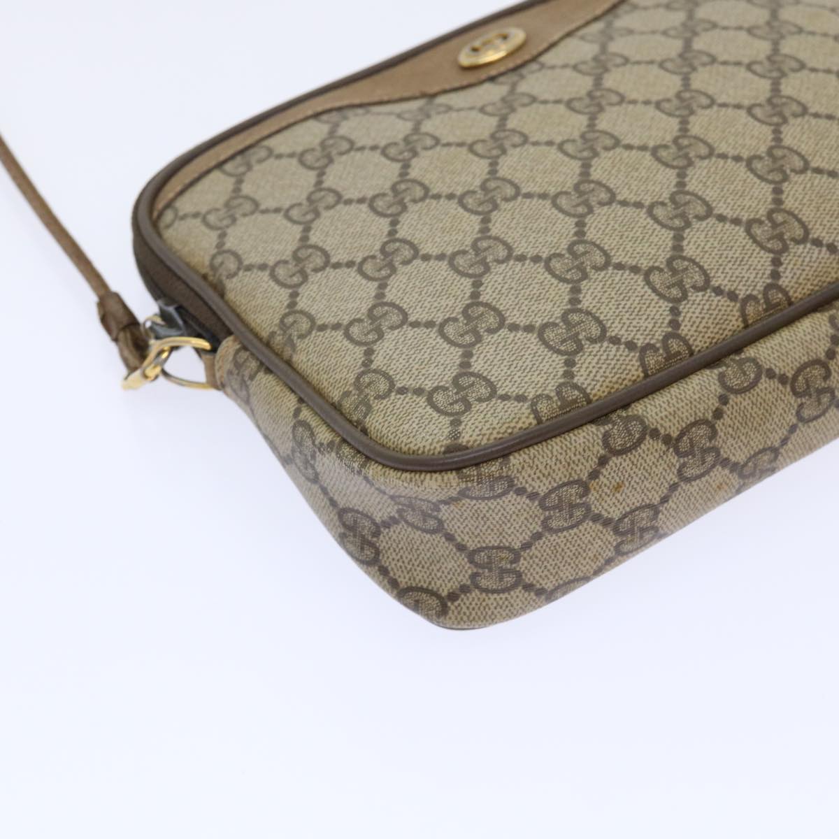 GUCCI GG Canvas Shoulder Bag PVC Leather Beige 97 02 068 Auth ep1569