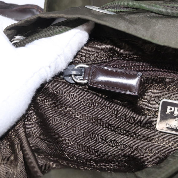 PRADA Backpack Nylon Green Silver Auth ep15691