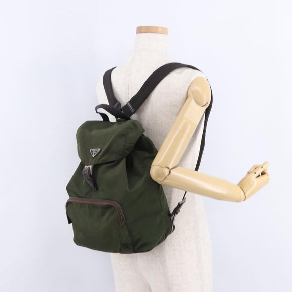 PRADA Backpack Nylon Green Silver Auth ep15691