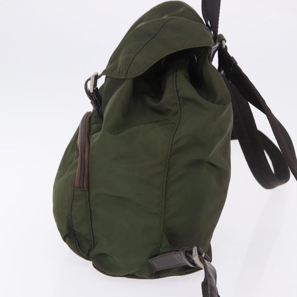 PRADA Backpack Nylon Green Silver Auth ep15691