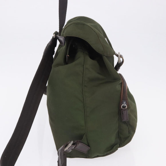 PRADA Backpack Nylon Green Silver Auth ep15691
