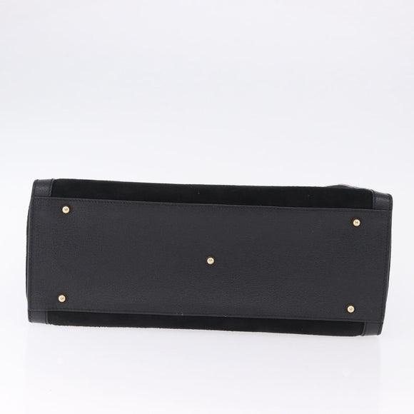 GUCCI Bamboo Hand Bag Suede Black Gold Tone 002 1186 0260 Auth ep15693