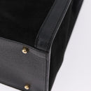 GUCCI Bamboo Hand Bag Suede Black Gold Tone 002 1186 0260 Auth ep15693-15