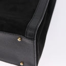 GUCCI Bamboo Hand Bag Suede Black Gold Tone 002 1186 0260 Auth ep15693-17