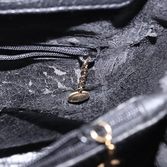 GUCCI Bamboo Hand Bag Suede Black Gold Tone 002 1186 0260 Auth ep15693
