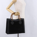 GUCCI Bamboo Hand Bag Suede Black Gold Tone 002 1186 0260 Auth ep15693-25