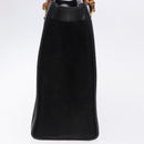 GUCCI Bamboo Hand Bag Suede Black Gold Tone 002 1186 0260 Auth ep15693-5