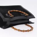 GUCCI Bamboo Hand Bag Suede Black Gold Tone 002 1186 0260 Auth ep15693-7