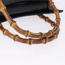 GUCCI Bamboo Hand Bag Suede Black Gold Tone 002 1186 0260 Auth ep15693-8