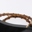 GUCCI Bamboo Hand Bag Suede Black Gold Tone 002 1186 0260 Auth ep15693-14