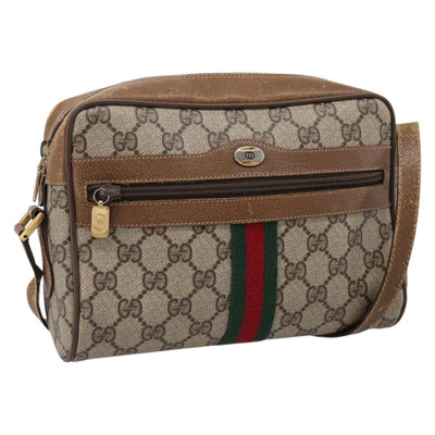 GUCCI GG Supreme Web Sherry Line Shoulder Bag PVC Beige 56 02 004 Auth ep15694