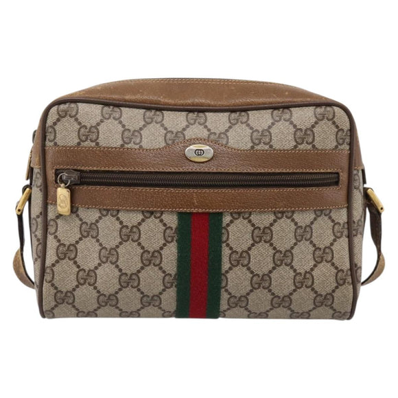 GUCCI GG Supreme Web Sherry Line Shoulder Bag PVC Beige 56 02 004 Auth ep15694
