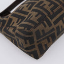 FENDI Zucca Canvas Hand Bag Brown Silver Auth ep15696-10