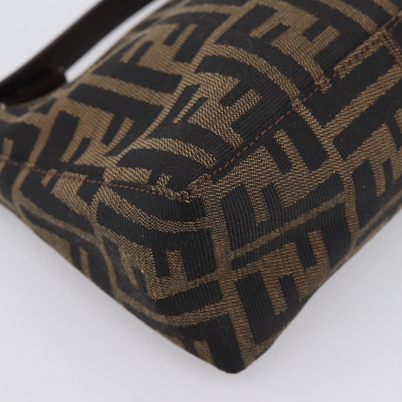 FENDI Zucca Canvas Hand Bag Brown Silver Auth ep15696
