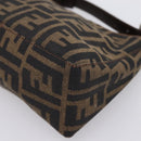 FENDI Zucca Canvas Hand Bag Brown Silver Auth ep15696-11