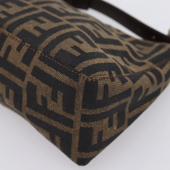 FENDI Zucca Canvas Hand Bag Brown Silver Auth ep15696