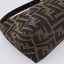 FENDI Zucca Canvas Hand Bag Brown Silver Auth ep15696-12