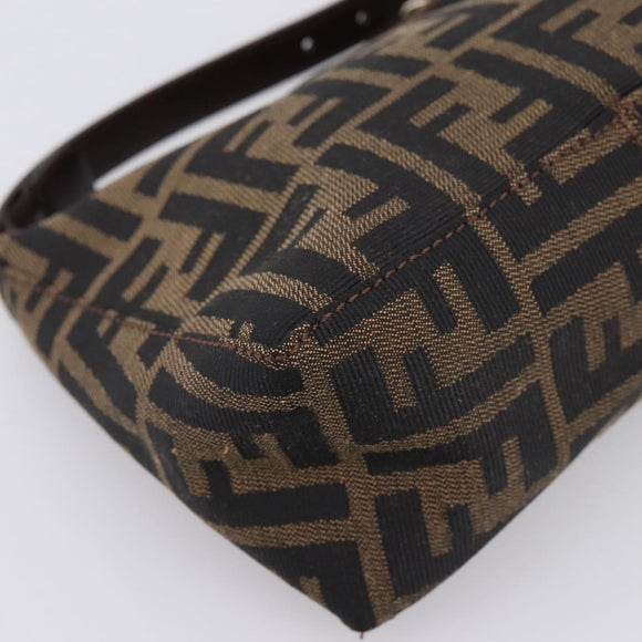 FENDI Zucca Canvas Hand Bag Brown Silver Auth ep15696