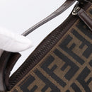 FENDI Zucca Canvas Hand Bag Brown Silver Auth ep15696-13