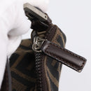 FENDI Zucca Canvas Hand Bag Brown Silver Auth ep15696-14