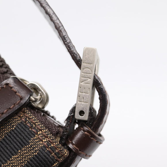 FENDI Zucca Canvas Hand Bag Brown Silver Auth ep15696