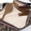 FENDI Zucca Canvas Hand Bag Brown Silver Auth ep15696-17
