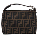 FENDI Zucca Canvas Hand Bag Brown Silver Auth ep15696-3