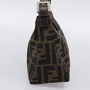 FENDI Zucca Canvas Hand Bag Brown Silver Auth ep15696-4