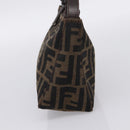 FENDI Zucca Canvas Hand Bag Brown Silver Auth ep15696-5