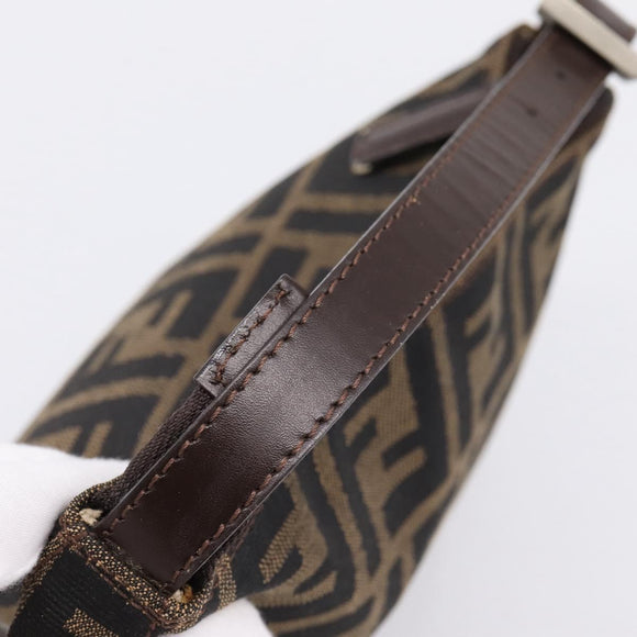 FENDI Zucca Canvas Hand Bag Brown Silver Auth ep15696