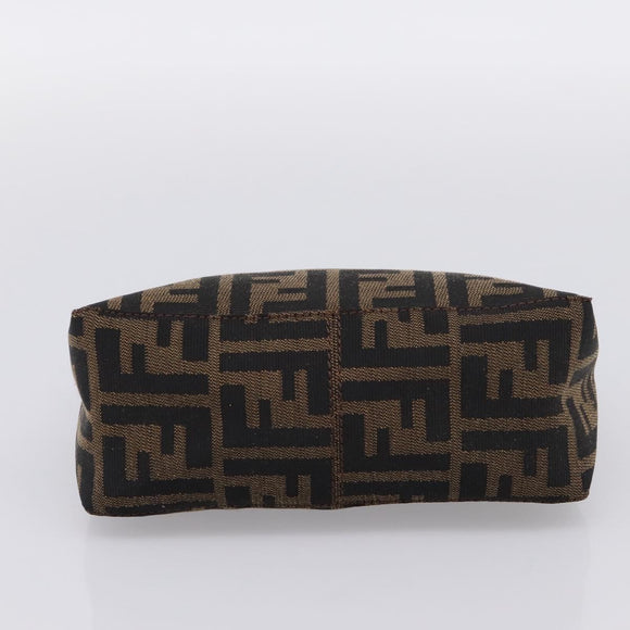 FENDI Zucca Canvas Hand Bag Brown Silver Auth ep15696