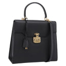 GUCCI Hand Bag Leather 2way Black Gold Tone Auth ep15699V-1