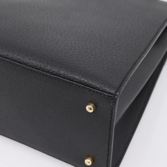 GUCCI Hand Bag Leather 2way Black Gold Tone Auth ep15699V