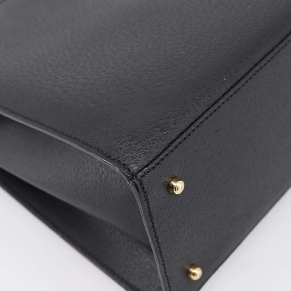 GUCCI Hand Bag Leather 2way Black Gold Tone Auth ep15699V