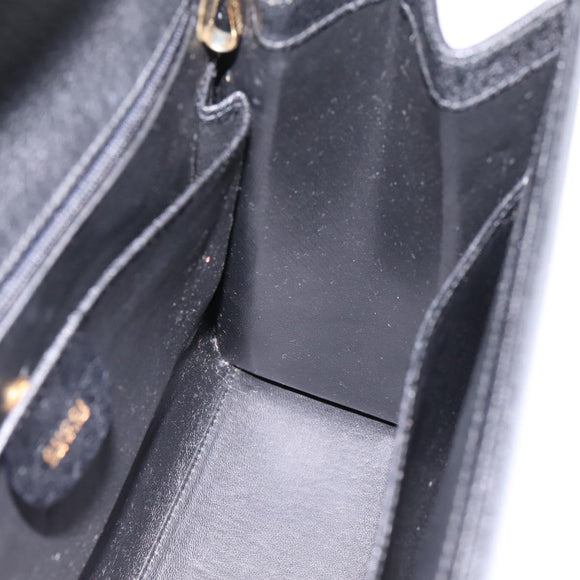 GUCCI Hand Bag Leather 2way Black Gold Tone Auth ep15699V