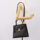 GUCCI Hand Bag Leather 2way Black Gold Tone Auth ep15699V-26