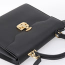 GUCCI Hand Bag Leather 2way Black Gold Tone Auth ep15699V-6