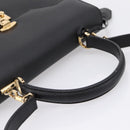 GUCCI Hand Bag Leather 2way Black Gold Tone Auth ep15699V-7