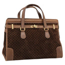GUCCI Hand Bag Suede Brown Gold Tone Auth ep15706-1